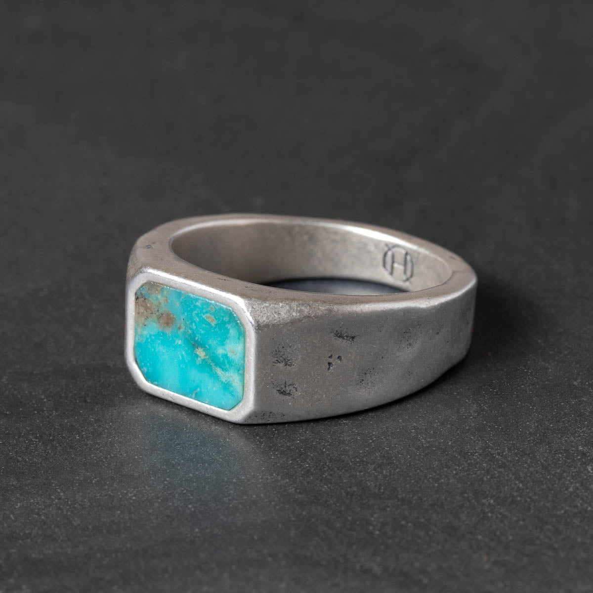 Silver signet ring with turquoise stone inlay
