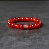 Carnelian 10mm Beaded Bracelet with Silver Accent