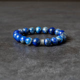 Lapis Lazuli 10mm Beaded Bracelet with Silver Accent