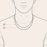 Illustration of man wearing two chains size 20 and 22 inch