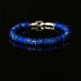 Blue Lapis Beaded Bracelet with silver clasp