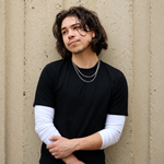 Model wearing a 4mm soft matte sterling silver long oval cable chain by Quinn Henry 