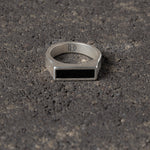 Midnight - Narrow Sterling Silver Signet Ring with Black Onyx.