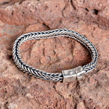 Men's Sterling Silver Spiga Chain Bracelet with Custom Clasp