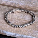 Men's Sterling Silver Borobudur Bracelet with Custom Textured Finish