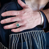Forest Bound - Sterling Silver Moss Agate Inlay Signet Ring