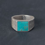 Large silver signet ring with turquoise inlay