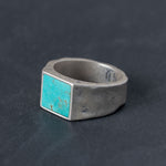 Large sterling silver signet ring with turquoise inlay