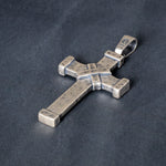 Large textured sterling silver cross pendant