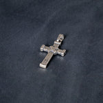Small textured sterling 925 silver cross pendant