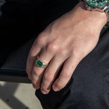 The Defender - Malachite and Silver Signet Ring