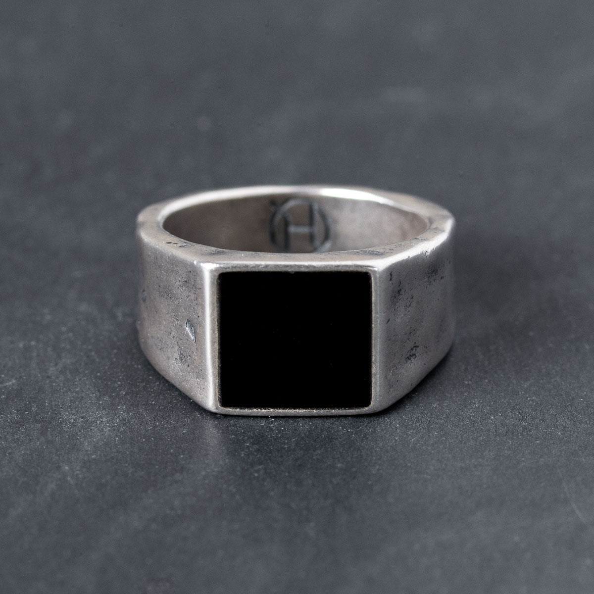 Sterling silver signet ring with black onyx inlay