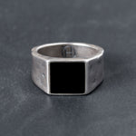 Sterling silver signet ring with black onyx inlay