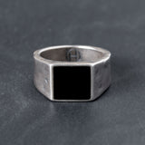 Sterling silver signet ring with black onyx inlay