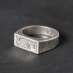 Narrow Silver ring with engraved polar bear design
