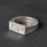 Narrow Silver ring with engraved polar bear design