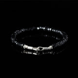 Bracelet with black spinel beads and silver clasp