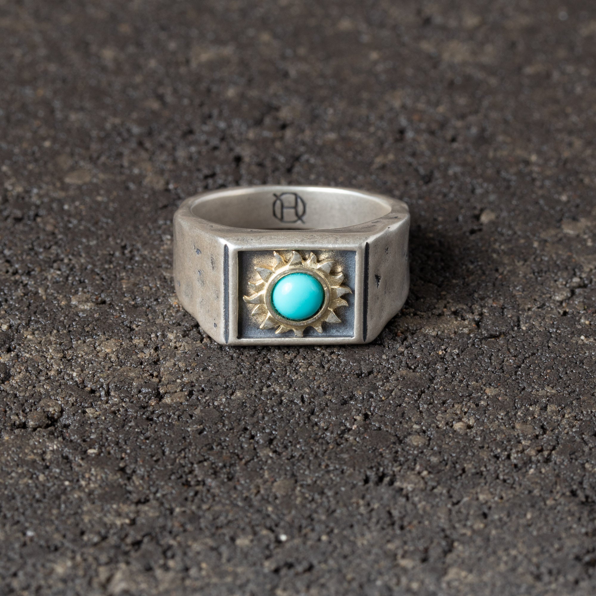 Helios - Sun Signet Ring with Turquoise.