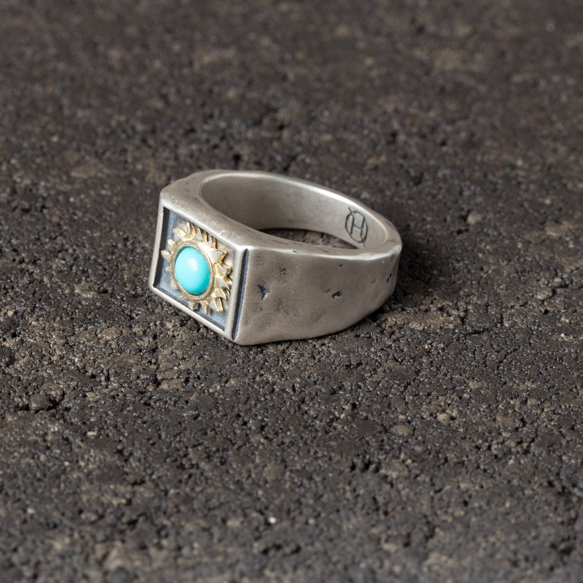 Helios - Sun Signet Ring with Turquoise.