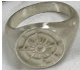 True North - Compass Signet Ring with Emerald Cabochon